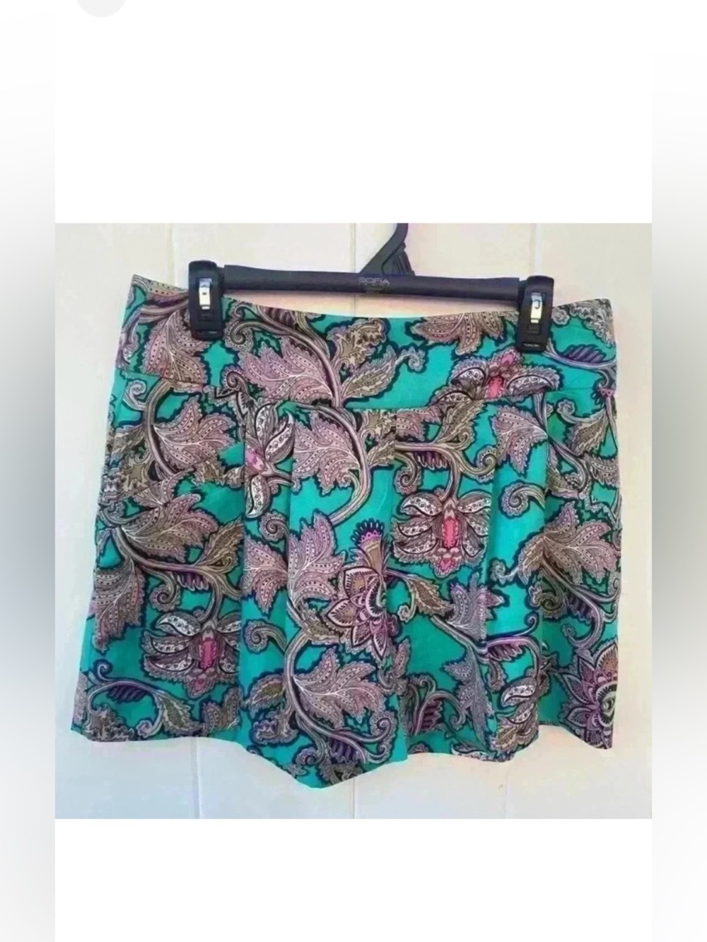 LOFT Paisley Print Shorts Size 6 Teal Pink Floral A-Line Lightweight